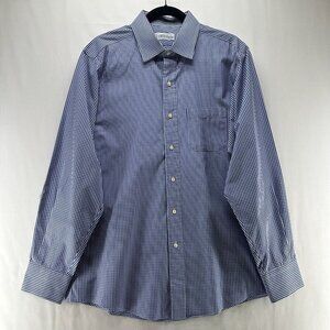 Ratio/Clothing Shirt Mens Size L Gingham Button Down Long Sleeve Cotton Blue